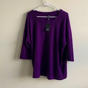 Torrid NWT waffle knit purple 3/4 sleeve top